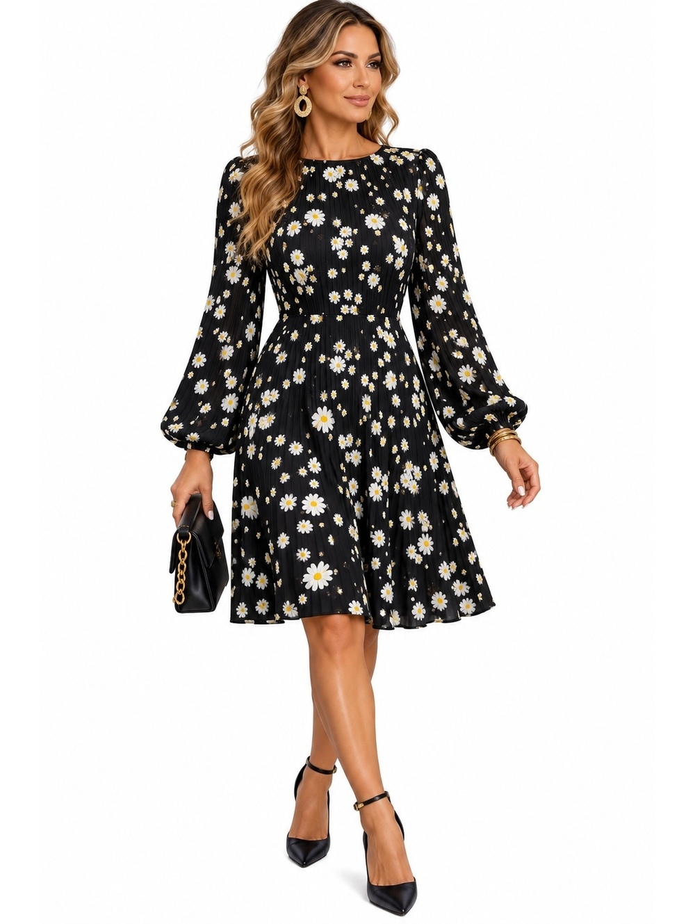 Maje Rockiz Daisy Print Pleated Floral Midi Size 1 (2-4)